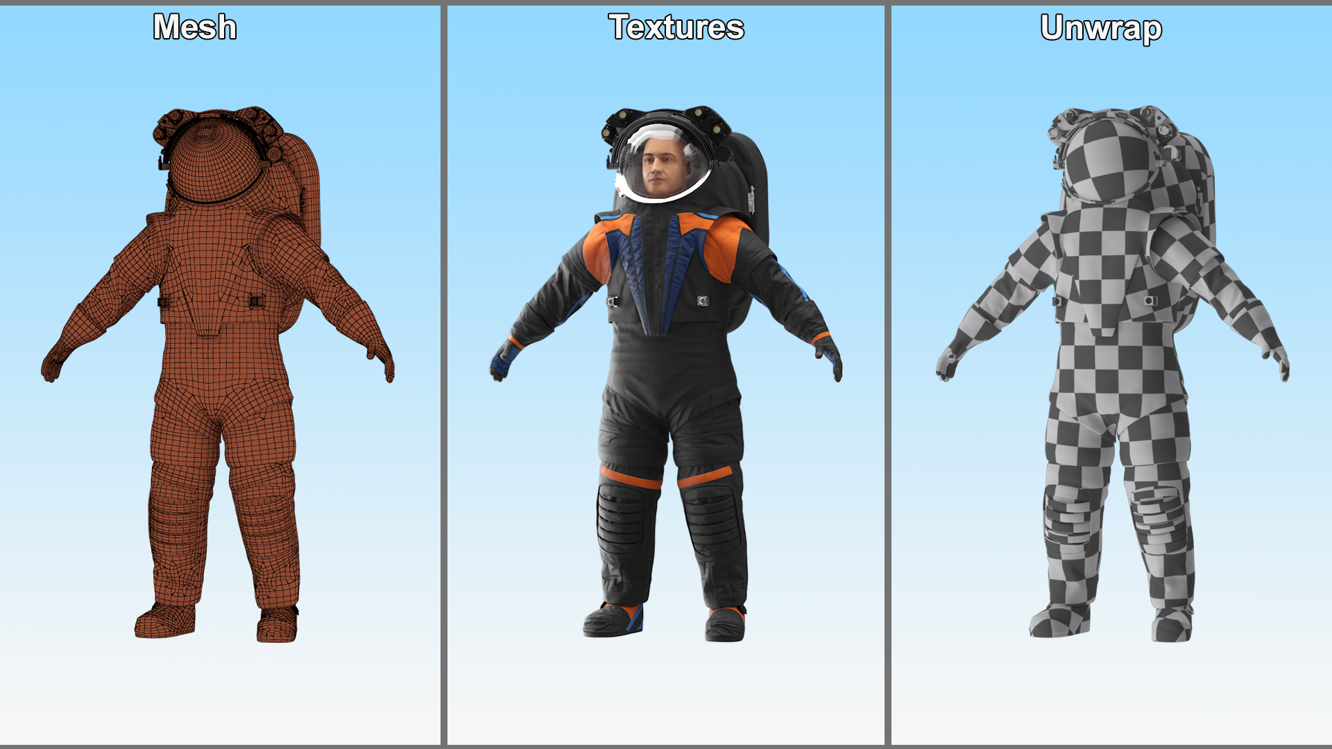 3D Astronaut Wearing Spacesuit Rigged for Cinema 4D model