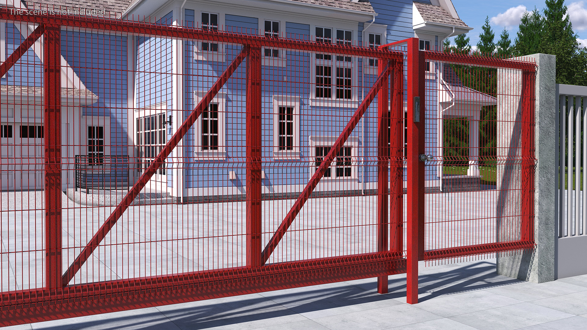 3D Welded Mesh Gates Red