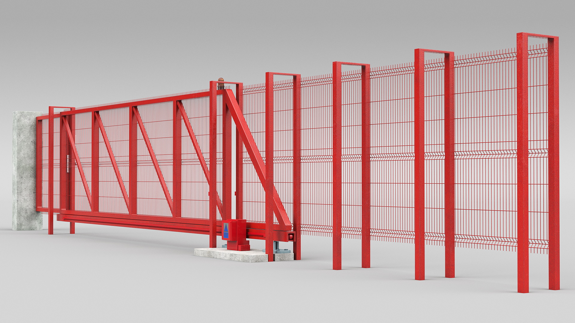 3D Welded Mesh Gates Red