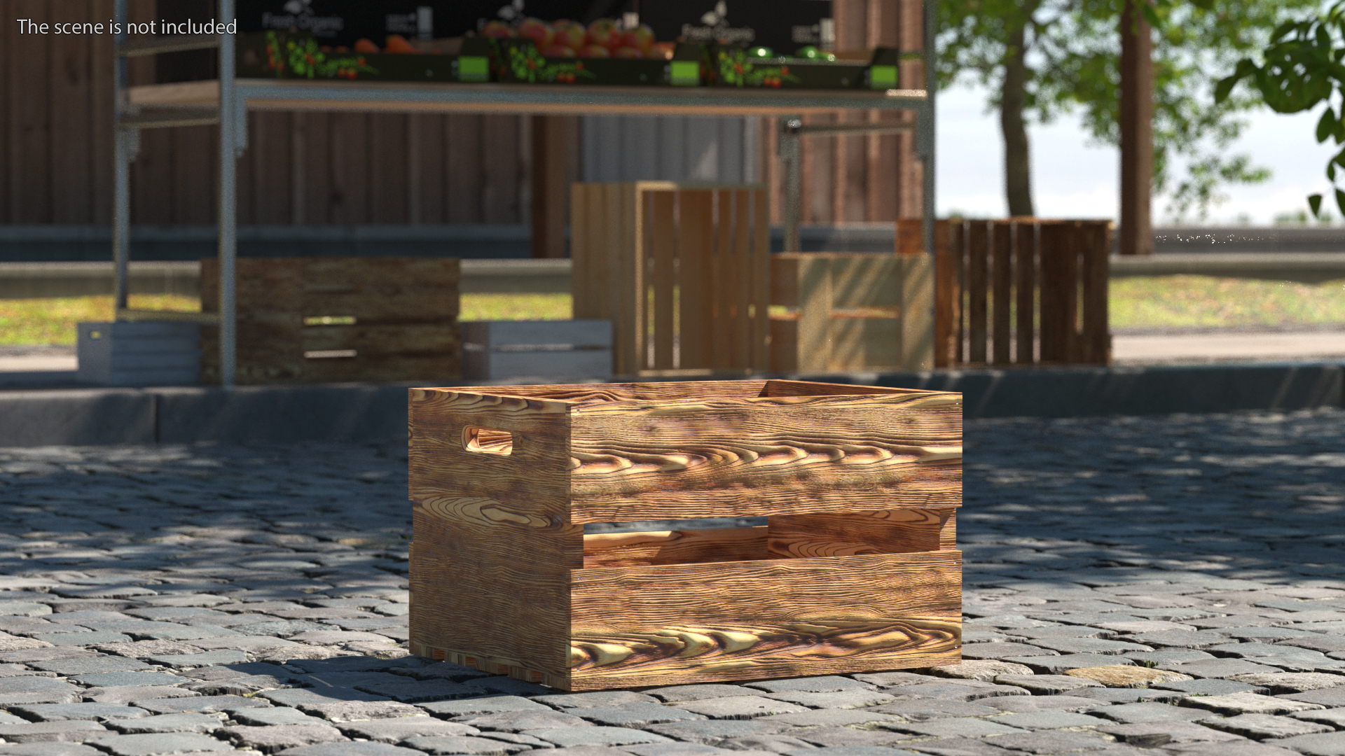 3D Scorched Wooden Large High Fruit Box