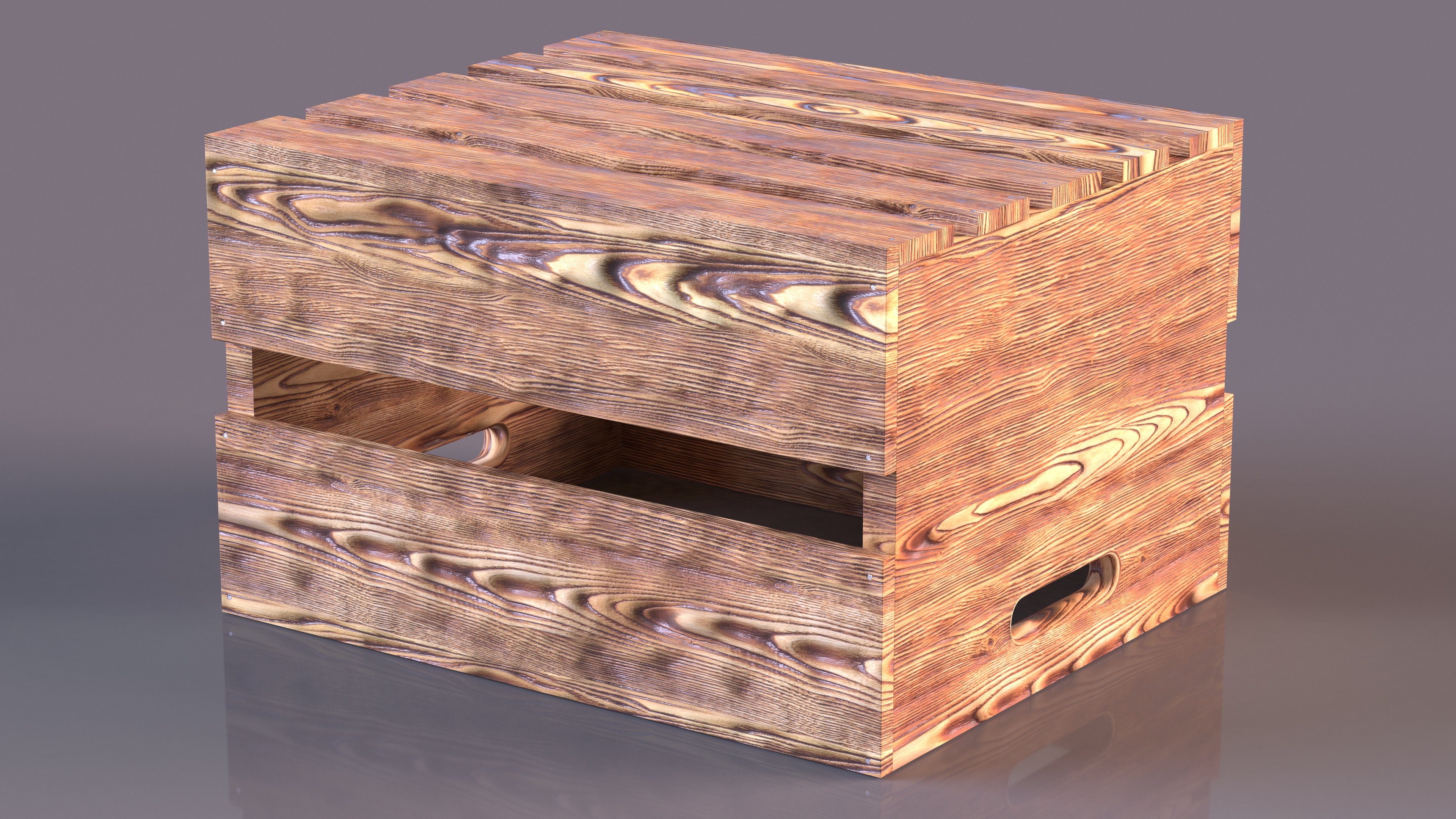 3D Scorched Wooden Large High Fruit Box