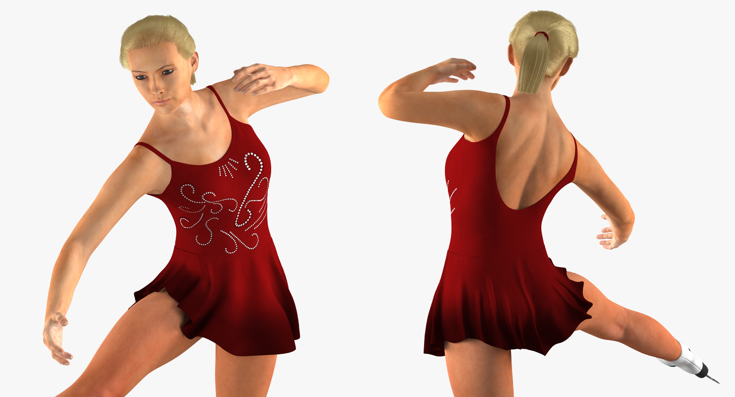 Female Figure Skater Pose 3 3D