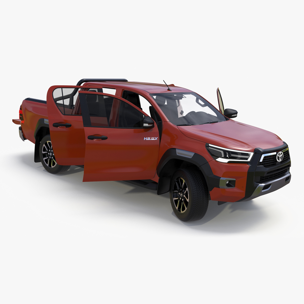 3D model Toyota Hilux 2022 Orange Rigged for Cinema 4D