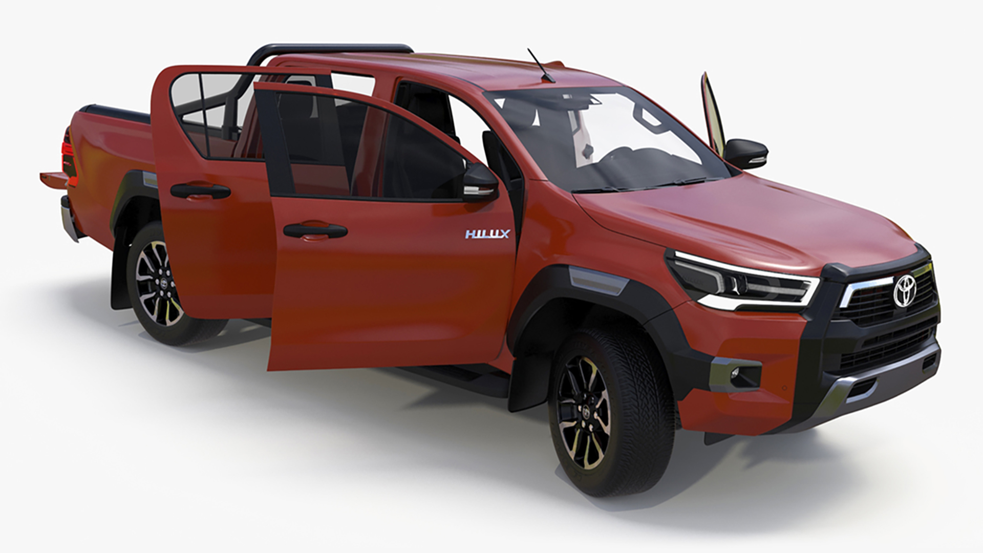 3D model Toyota Hilux 2022 Orange Rigged for Cinema 4D