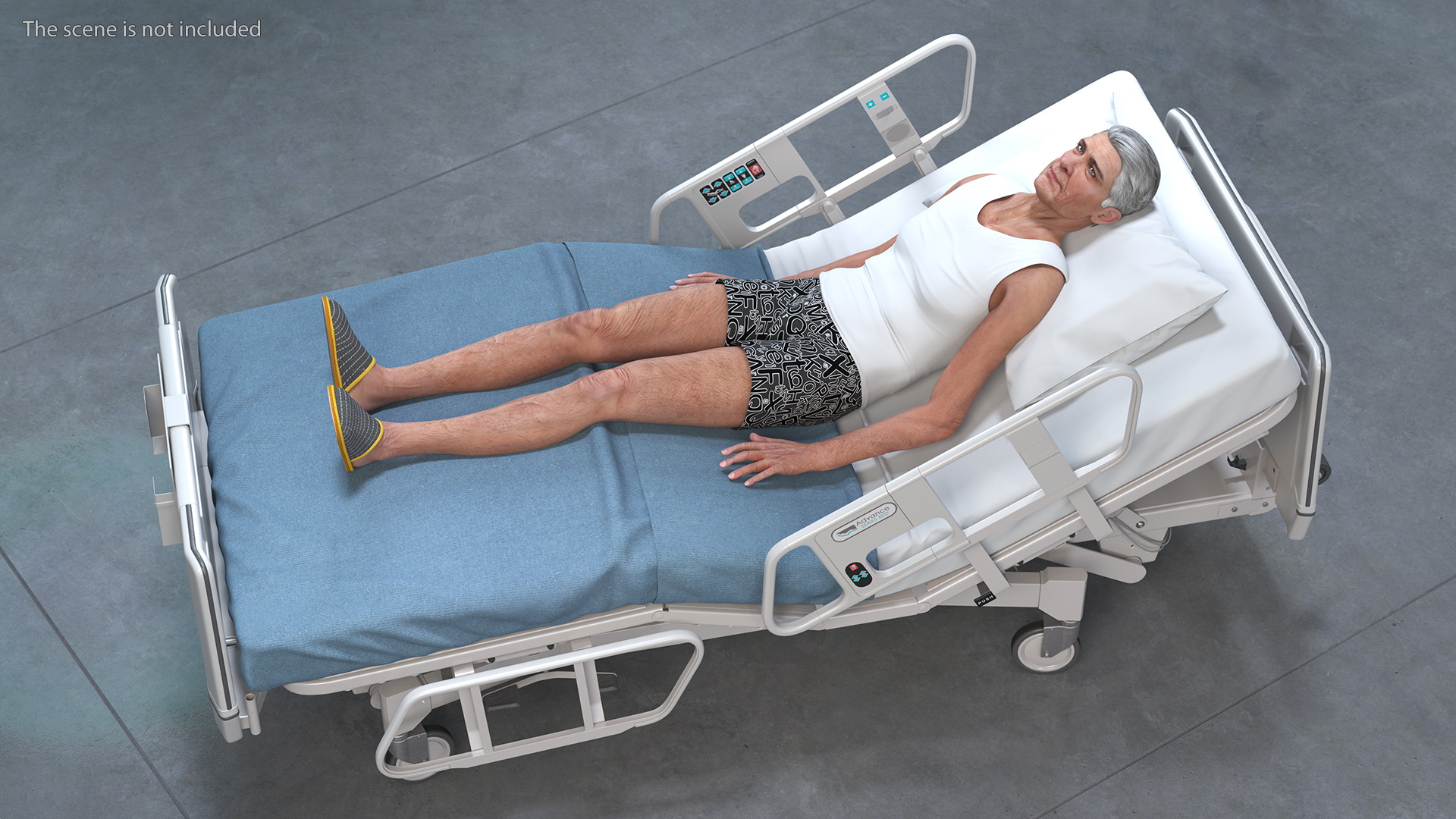 3D model Patient on Hospital Bed 2