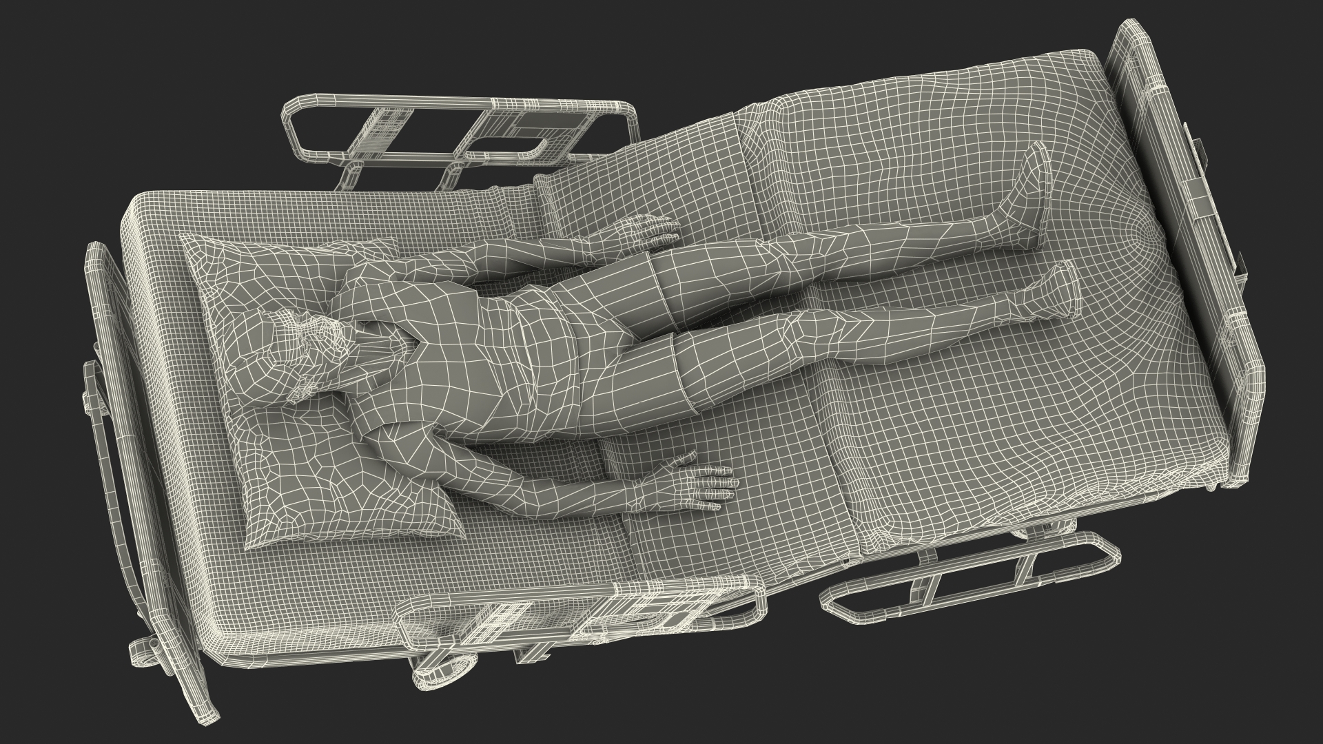 3D model Patient on Hospital Bed 2