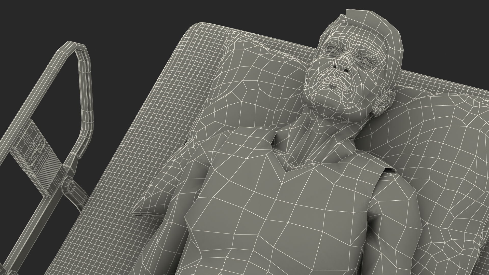 3D model Patient on Hospital Bed 2