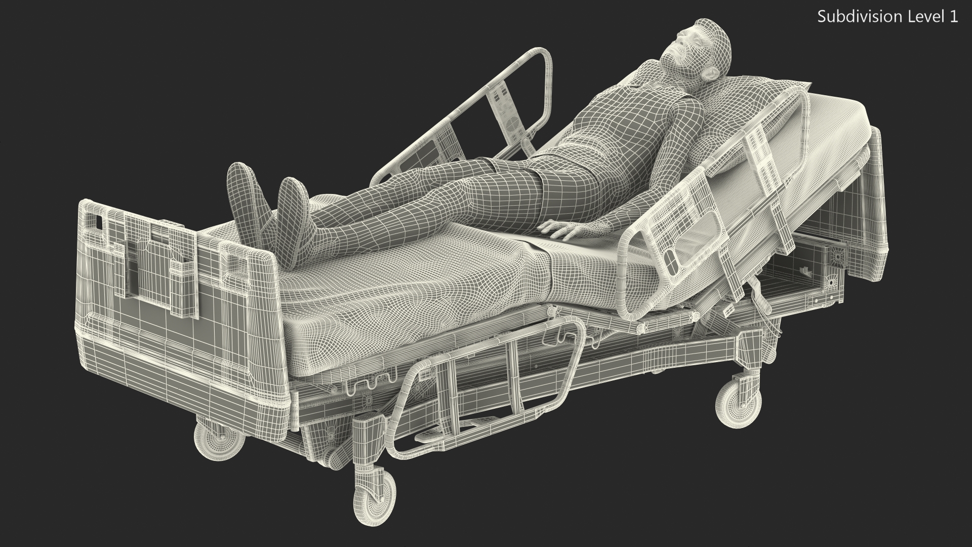 3D model Patient on Hospital Bed 2