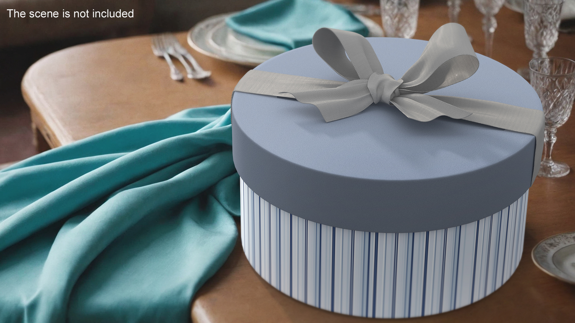 3D Round Gift Box with Ribbon