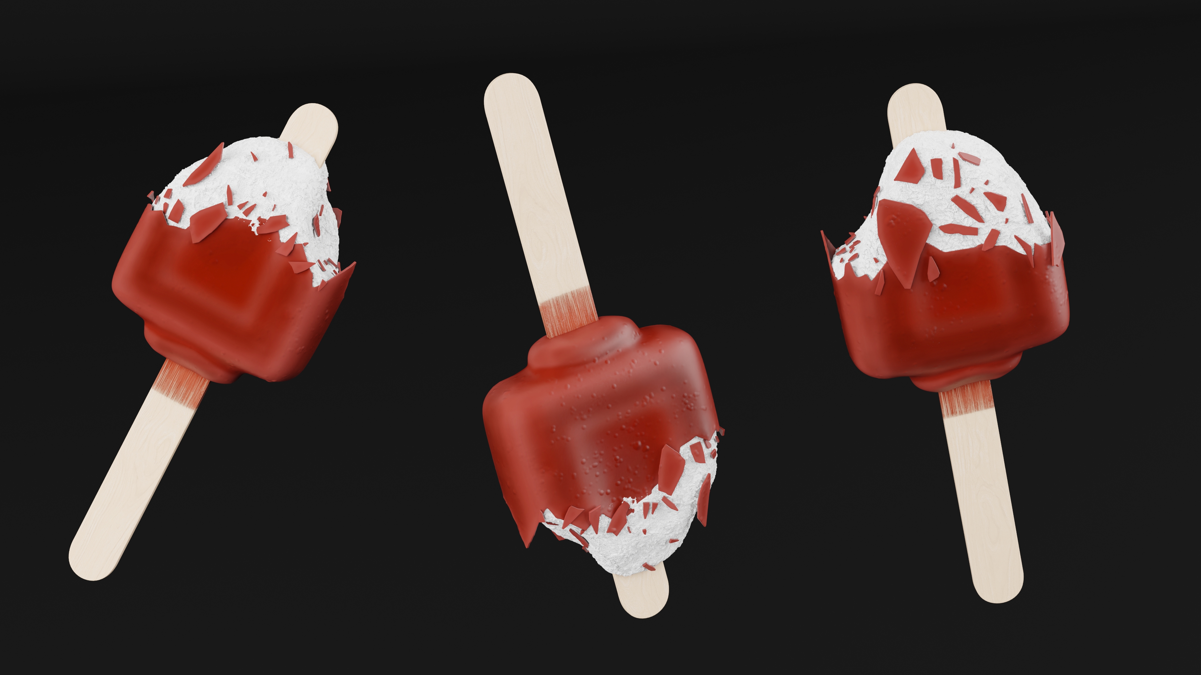 Eaten Chocolate Dipped Vanilla Ice Cream Bar 3D model