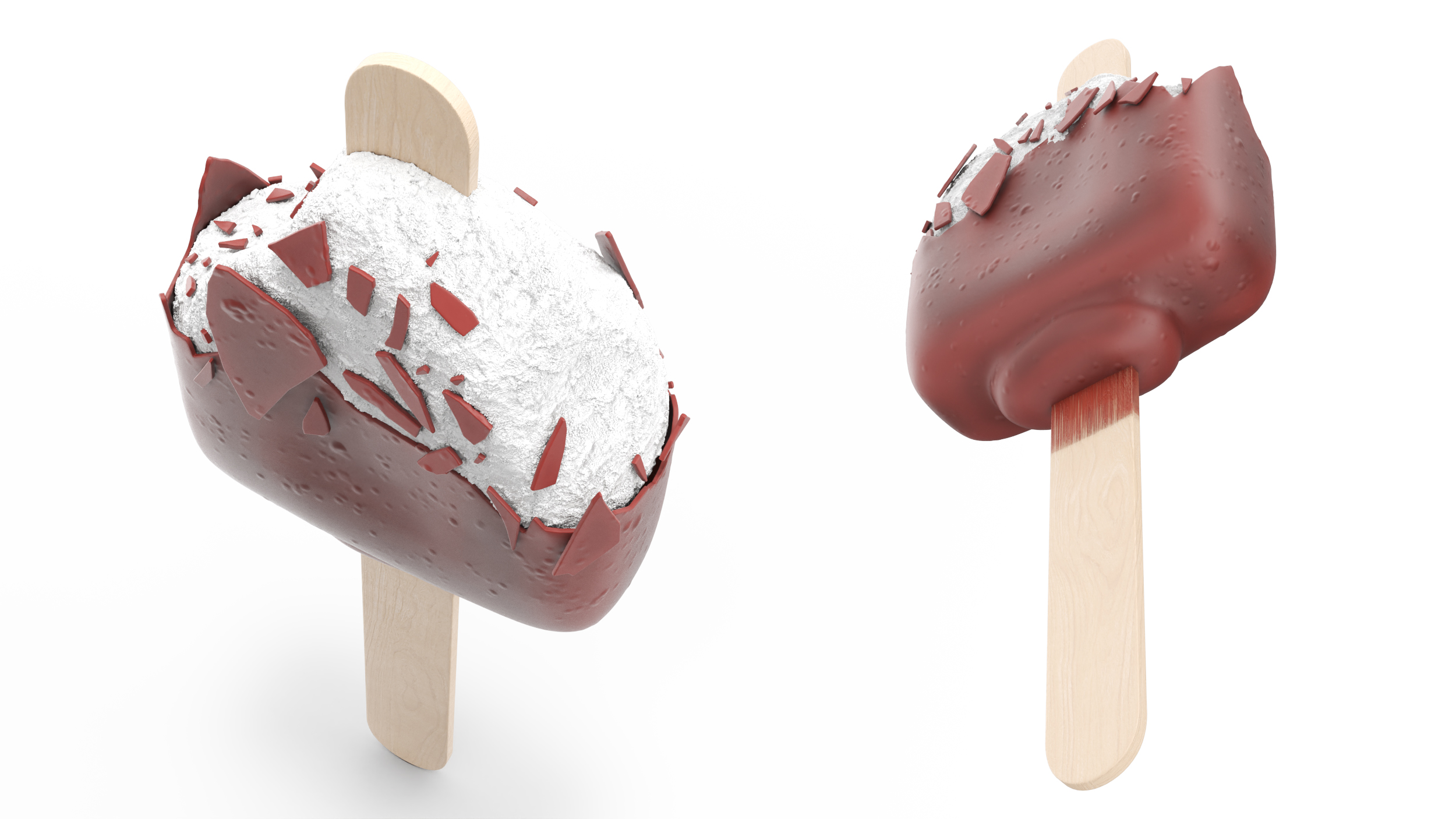 Eaten Chocolate Dipped Vanilla Ice Cream Bar 3D model