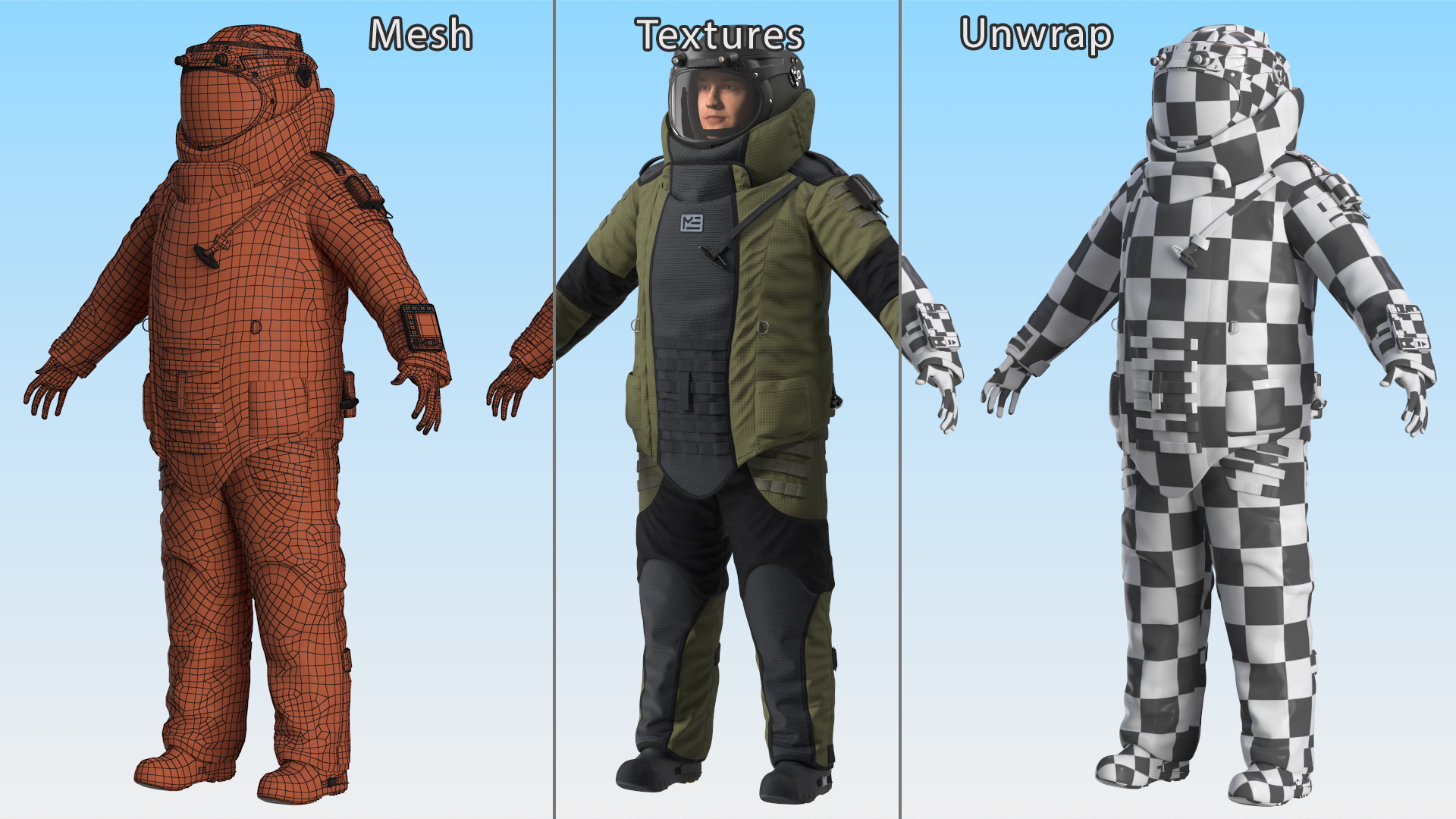 EOD 10 Bomb Suit Rigged for Maya 3D