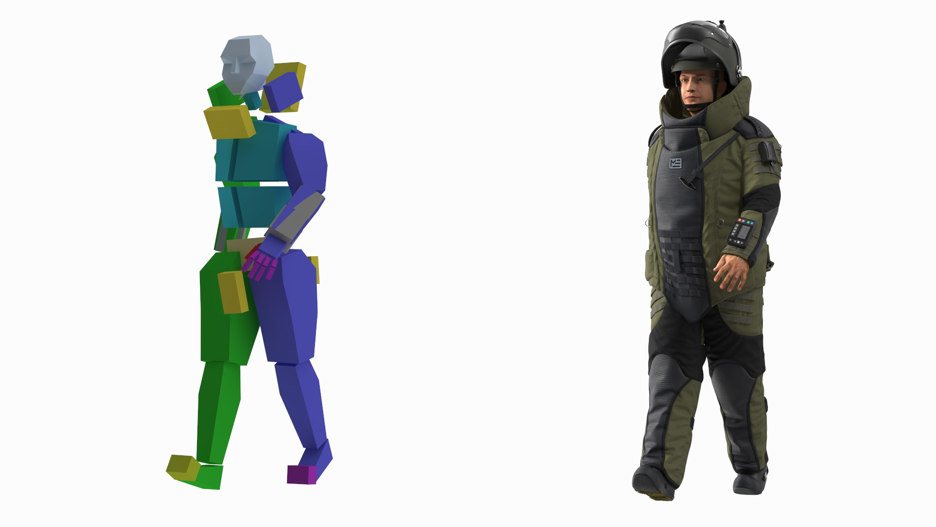 EOD 10 Bomb Suit Rigged for Maya 3D