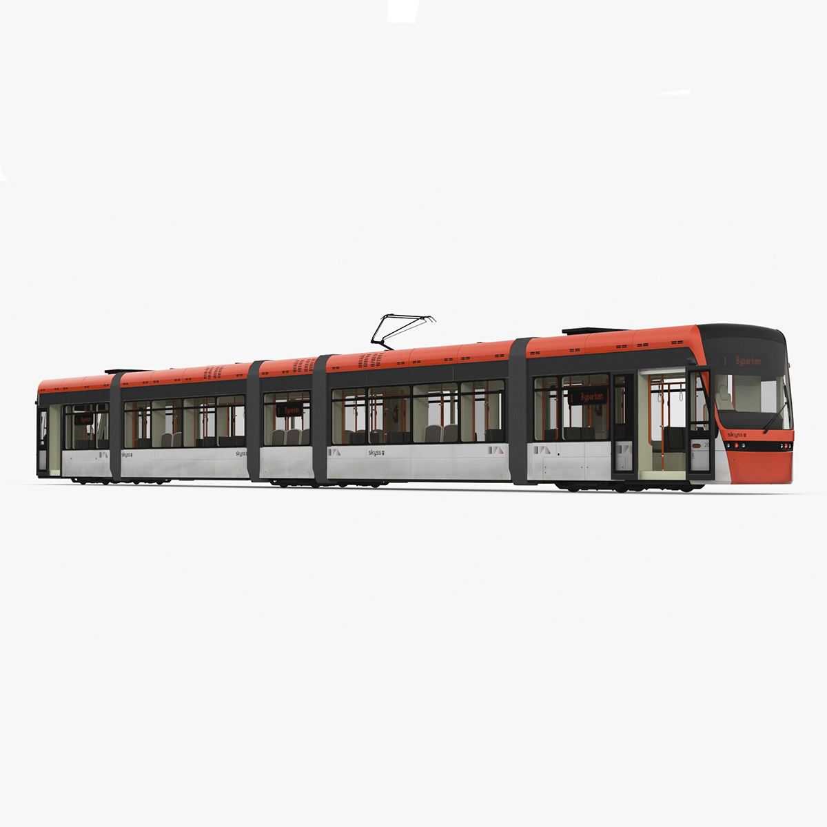 3D model Modern City Tram Bybanen Rigged for Cinema 4D