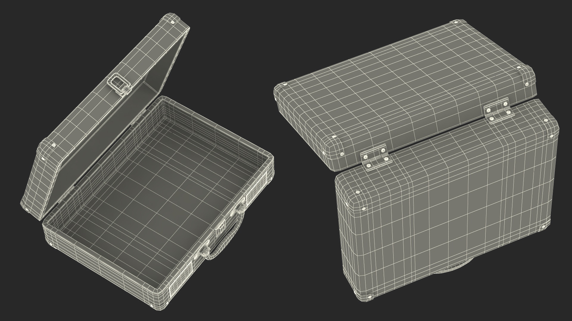 3D model Retro Black Suitcase Open