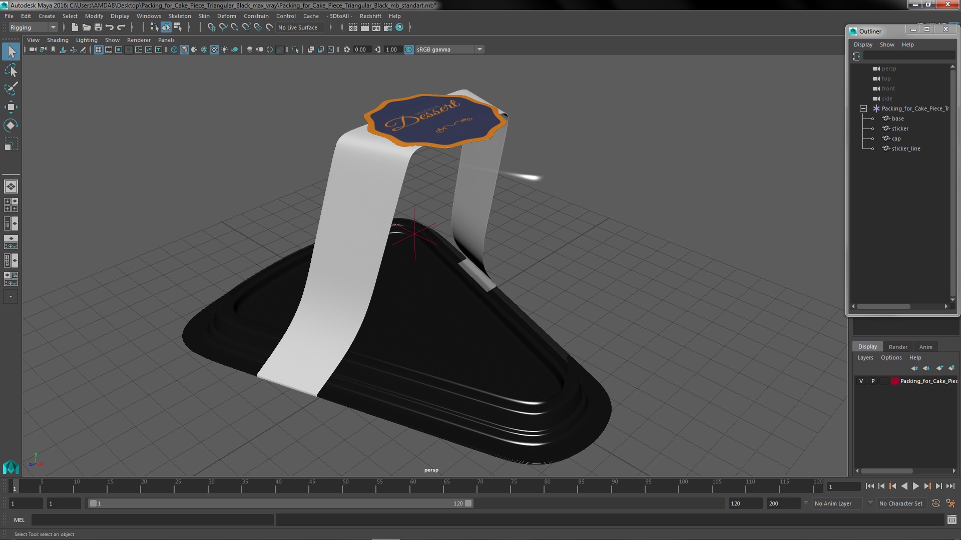 Packing for Cake Piece Triangular Black 3D model