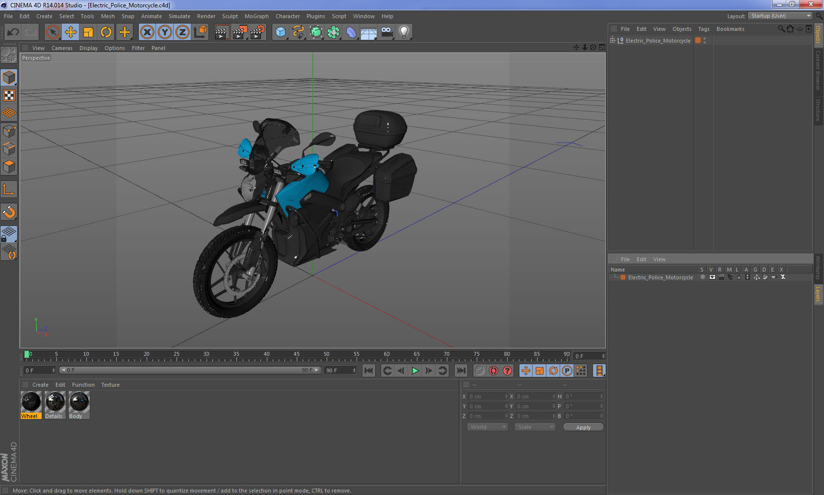 3D Electric Police Motorcycle