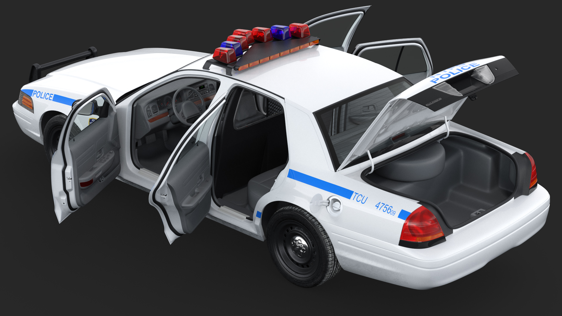 3D model Generic Police Car NYPD Rigged