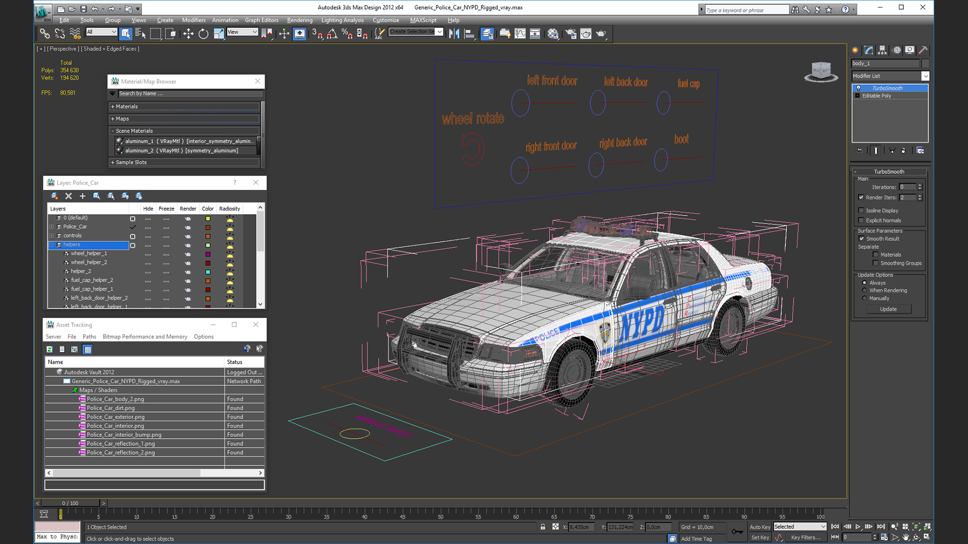 3D model Generic Police Car NYPD Rigged