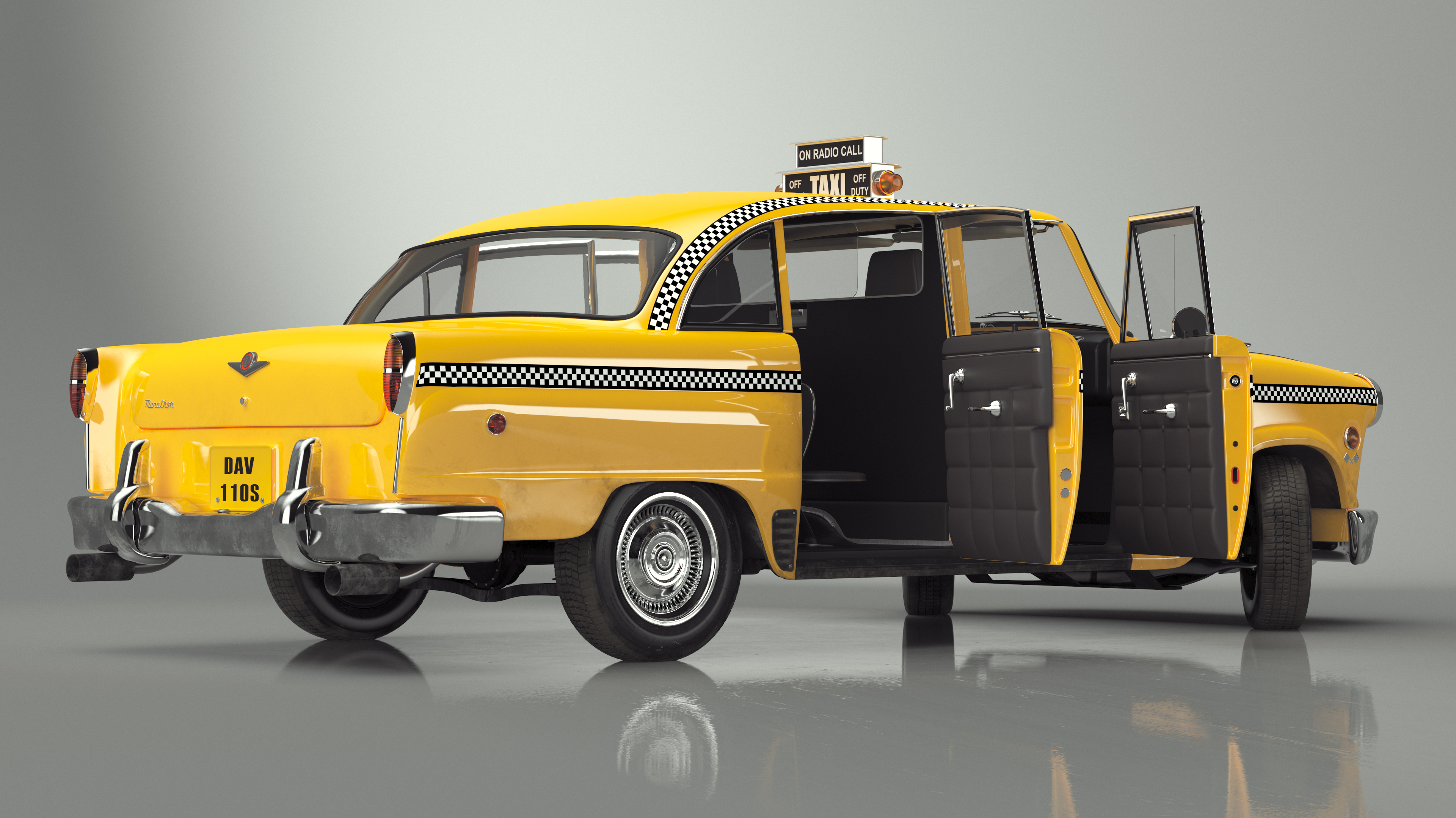 3D model Classic Checker Taxi Cab Rigged for Maya