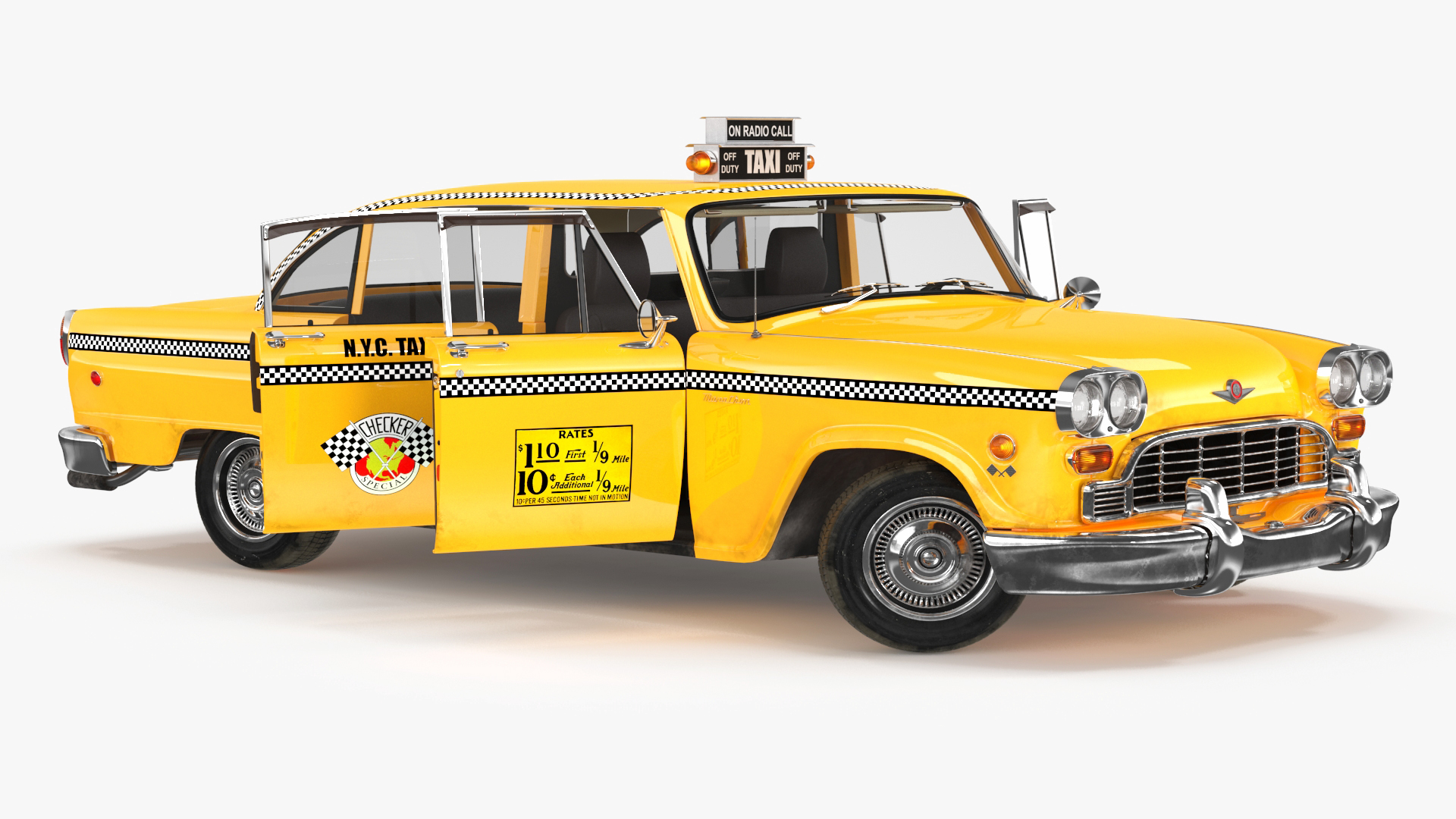 3D model Classic Checker Taxi Cab Rigged for Maya