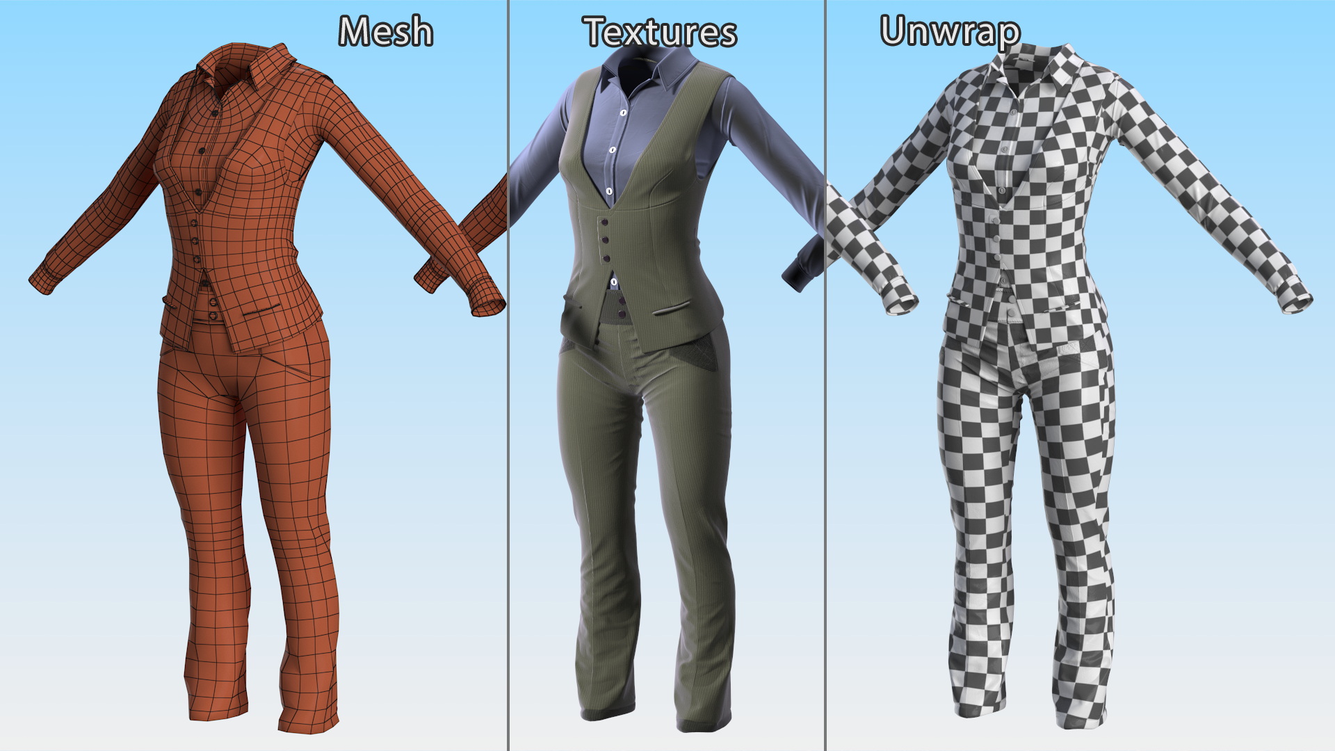 3D Formal Attire Suit for Women model