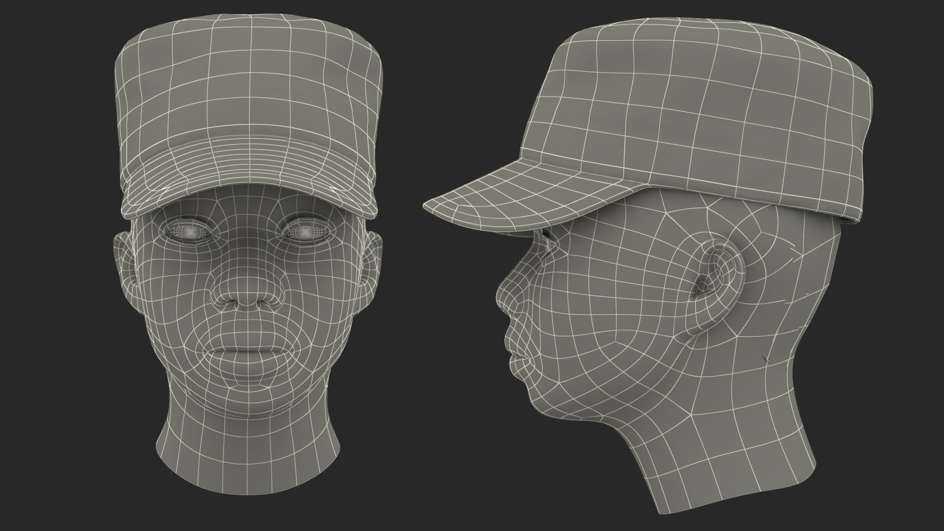 3D African American Female Soldier Head