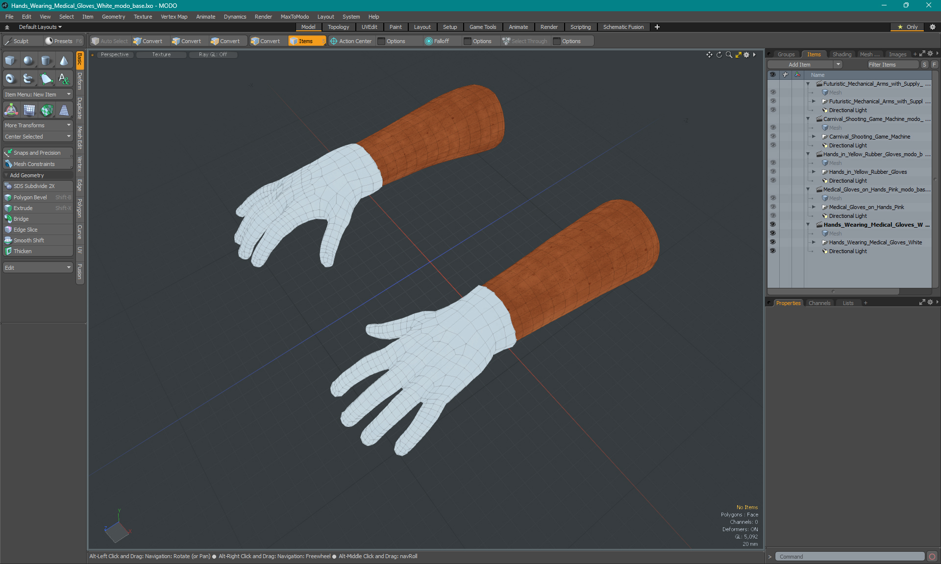 Hands Wearing Medical Gloves White 3D model