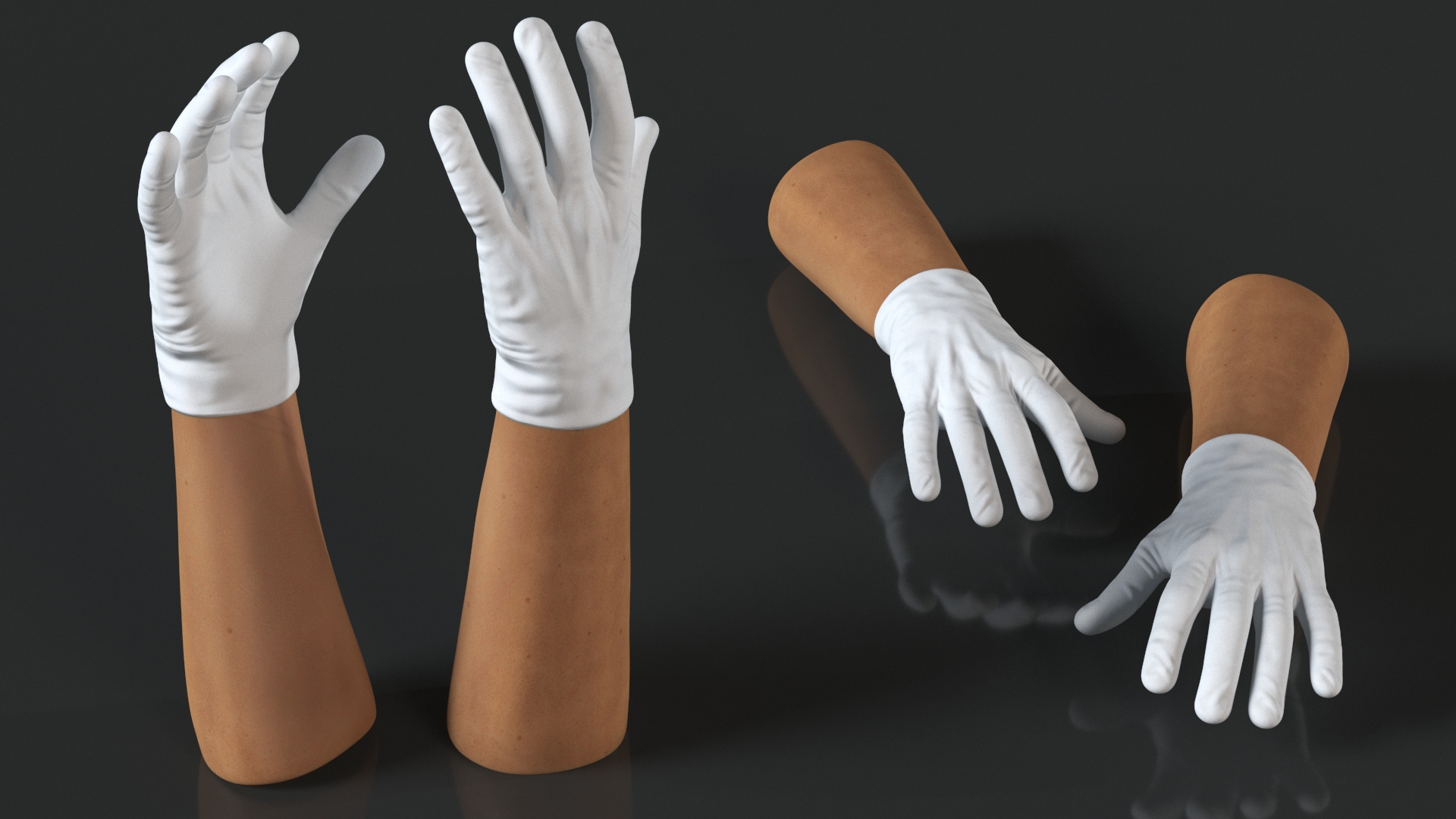 Hands Wearing Medical Gloves White 3D model