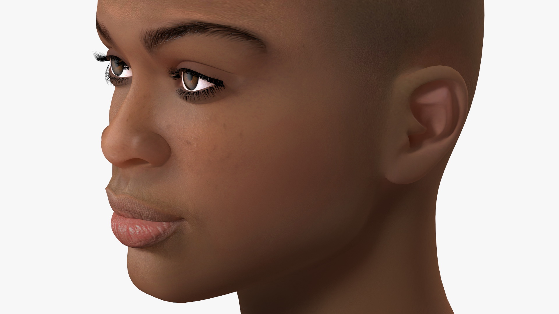 Light Skin Teenager Head 3D model