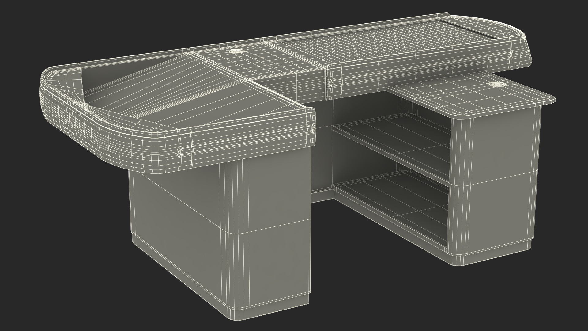 3D Modern Retail Checkout Counters Set Red Rigged