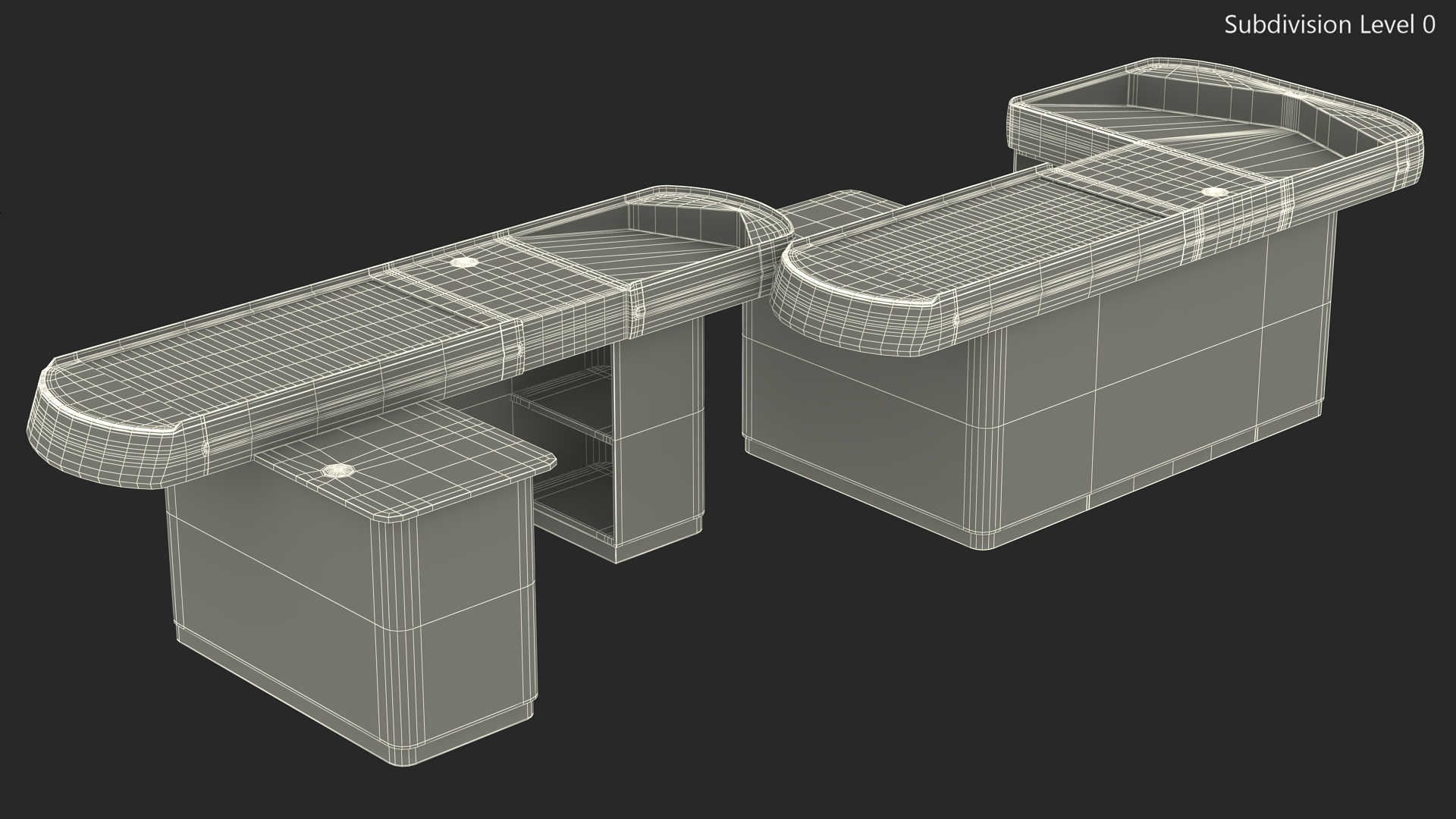 3D Modern Retail Checkout Counters Set Red Rigged