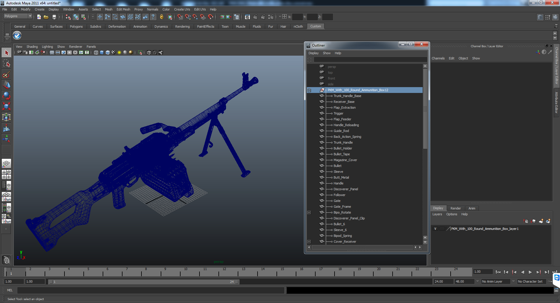 3D PKM With 100 Round Ammunition Box model