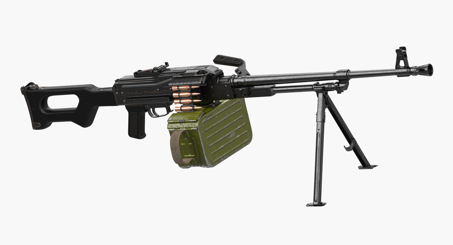 3D PKM With 100 Round Ammunition Box model