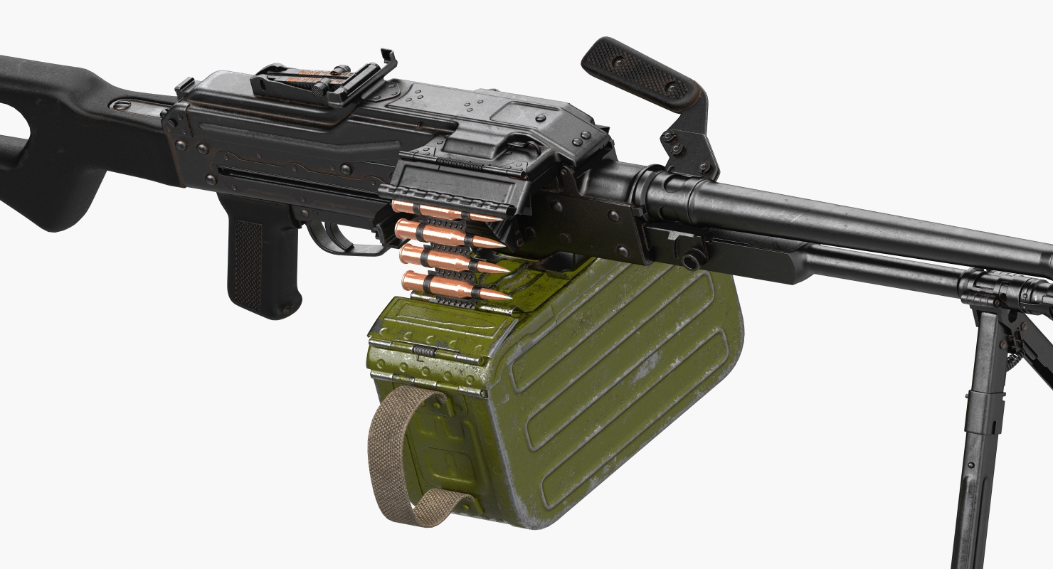 3D PKM With 100 Round Ammunition Box model