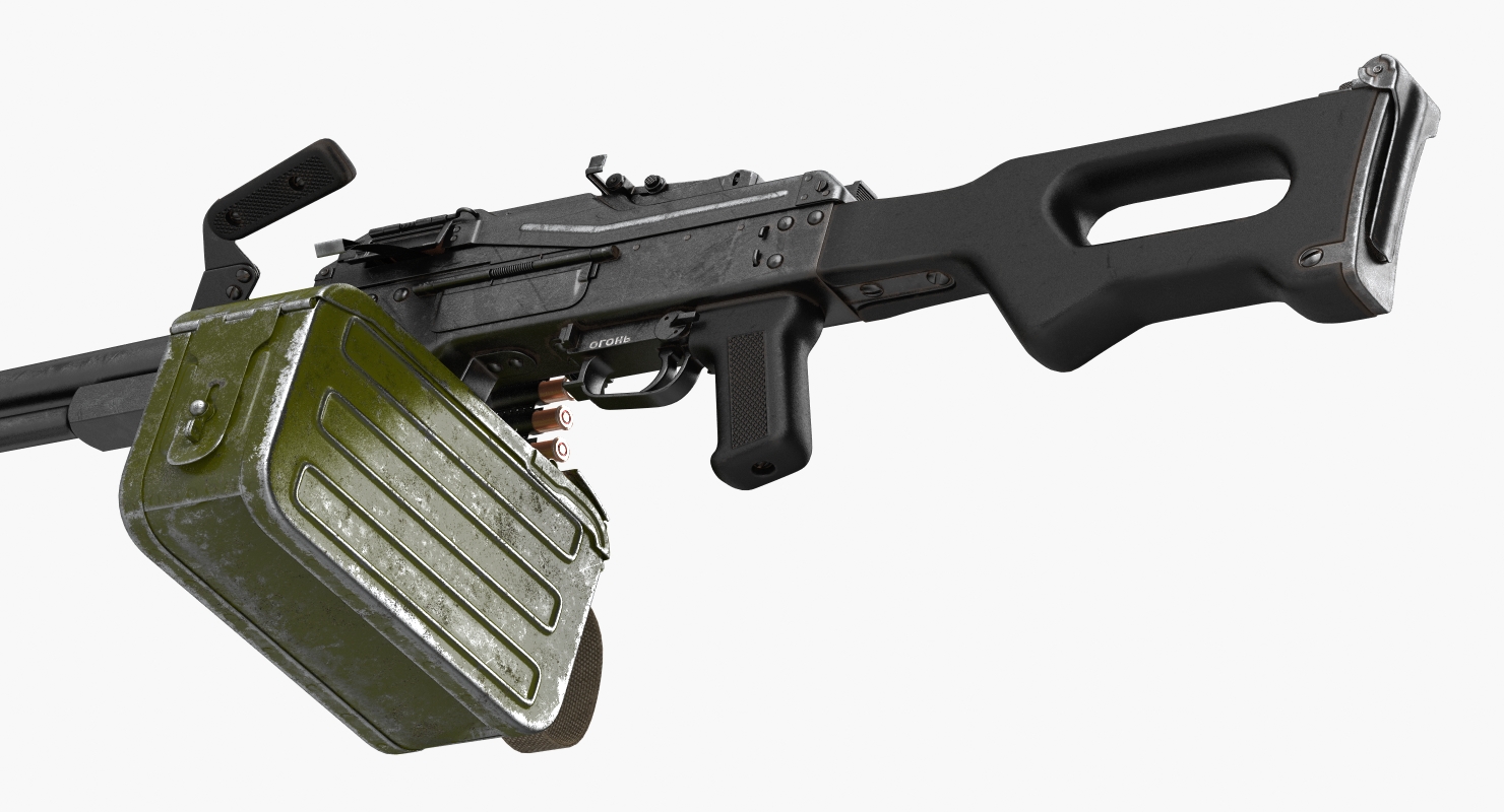 3D PKM With 100 Round Ammunition Box model