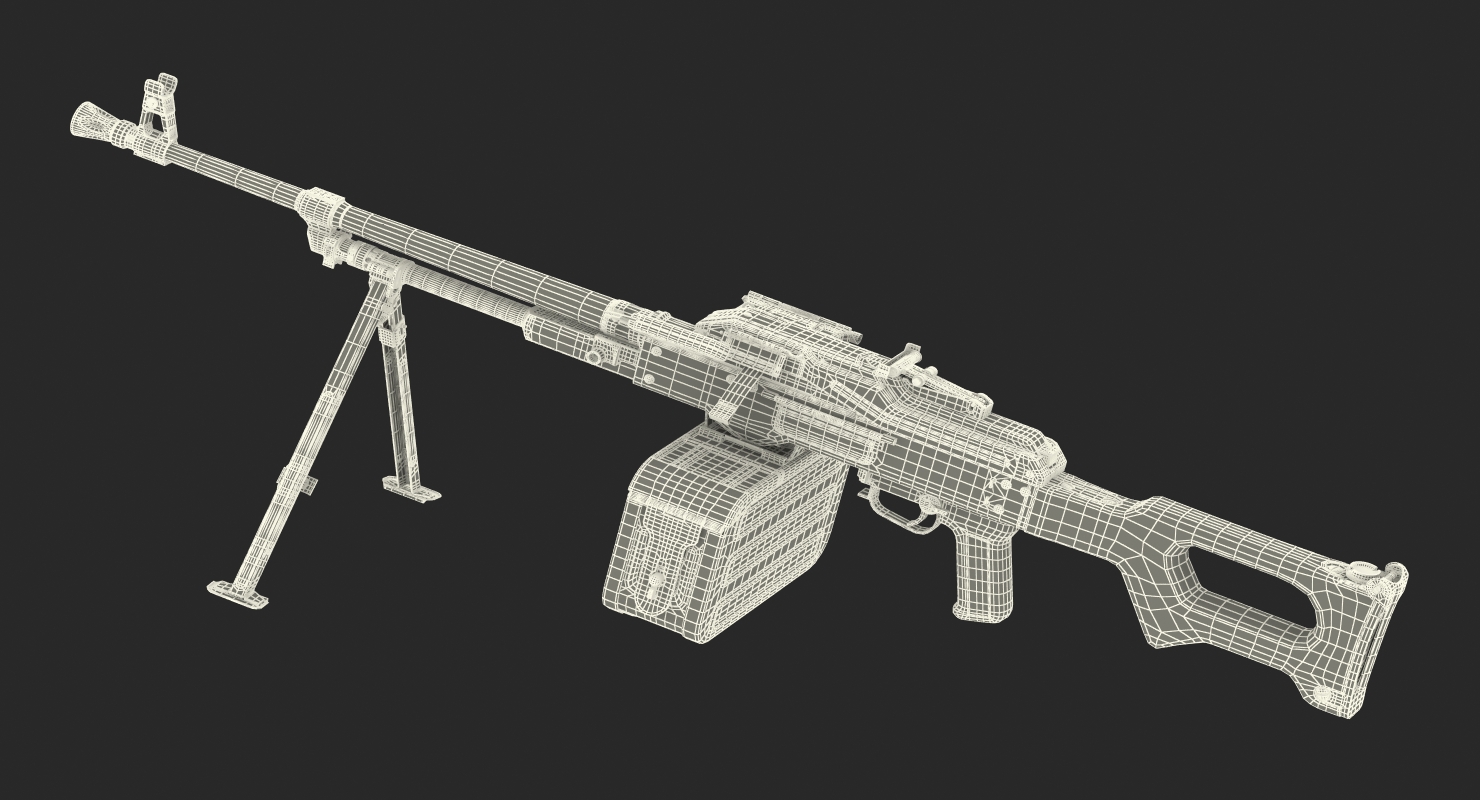 3D PKM With 100 Round Ammunition Box model