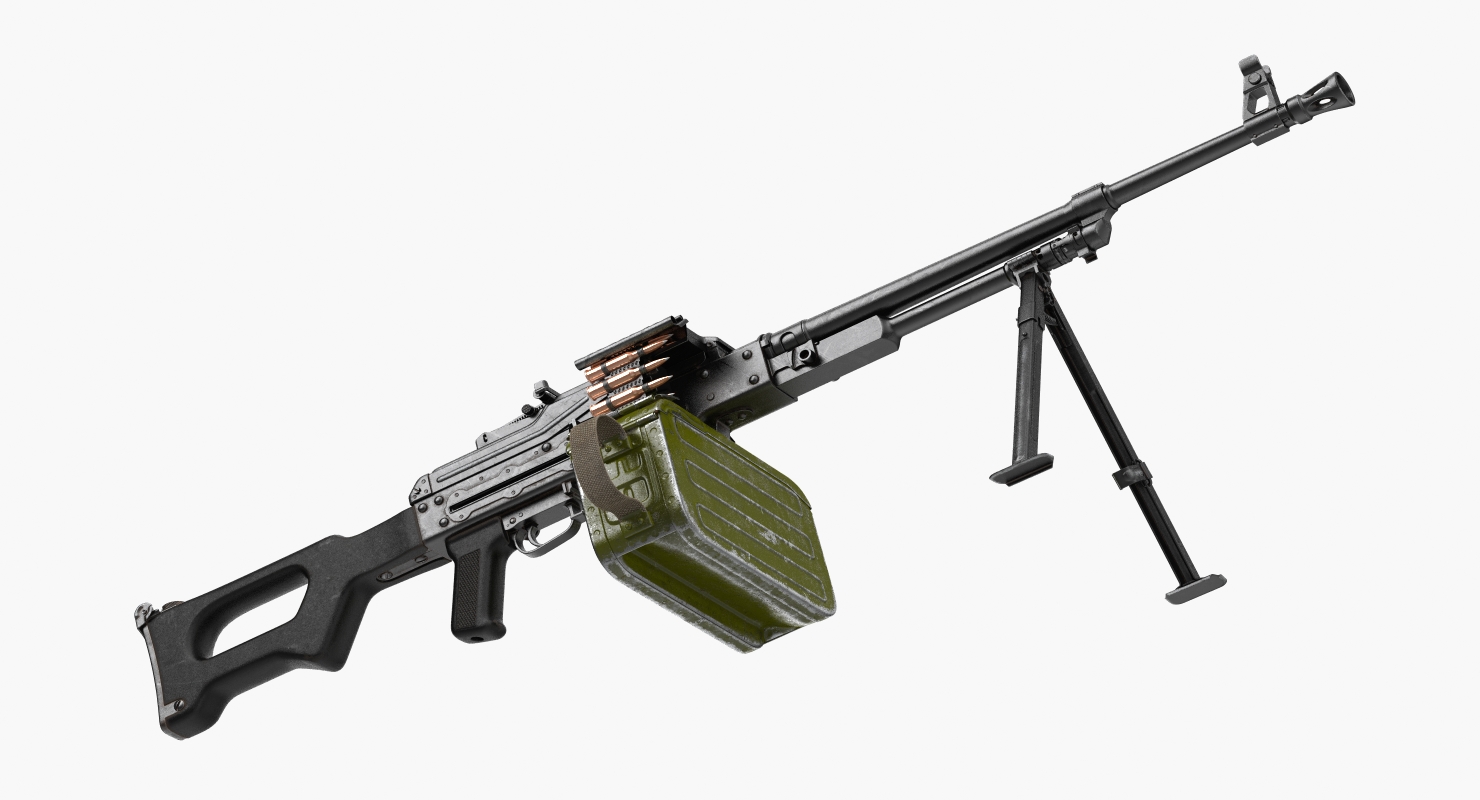 3D PKM With 100 Round Ammunition Box model