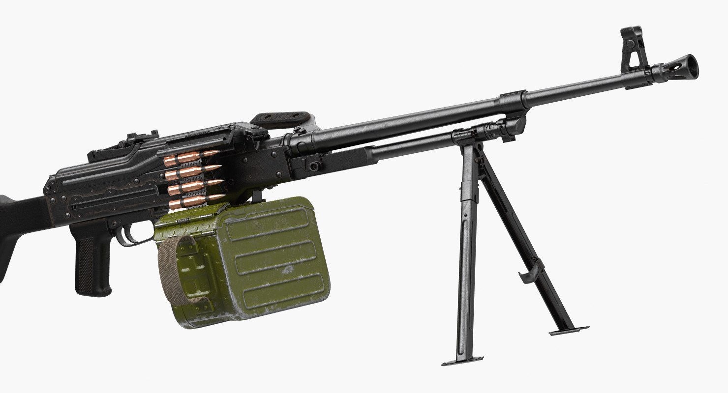 3D PKM With 100 Round Ammunition Box model