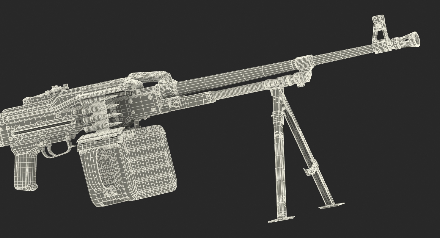 3D PKM With 100 Round Ammunition Box model