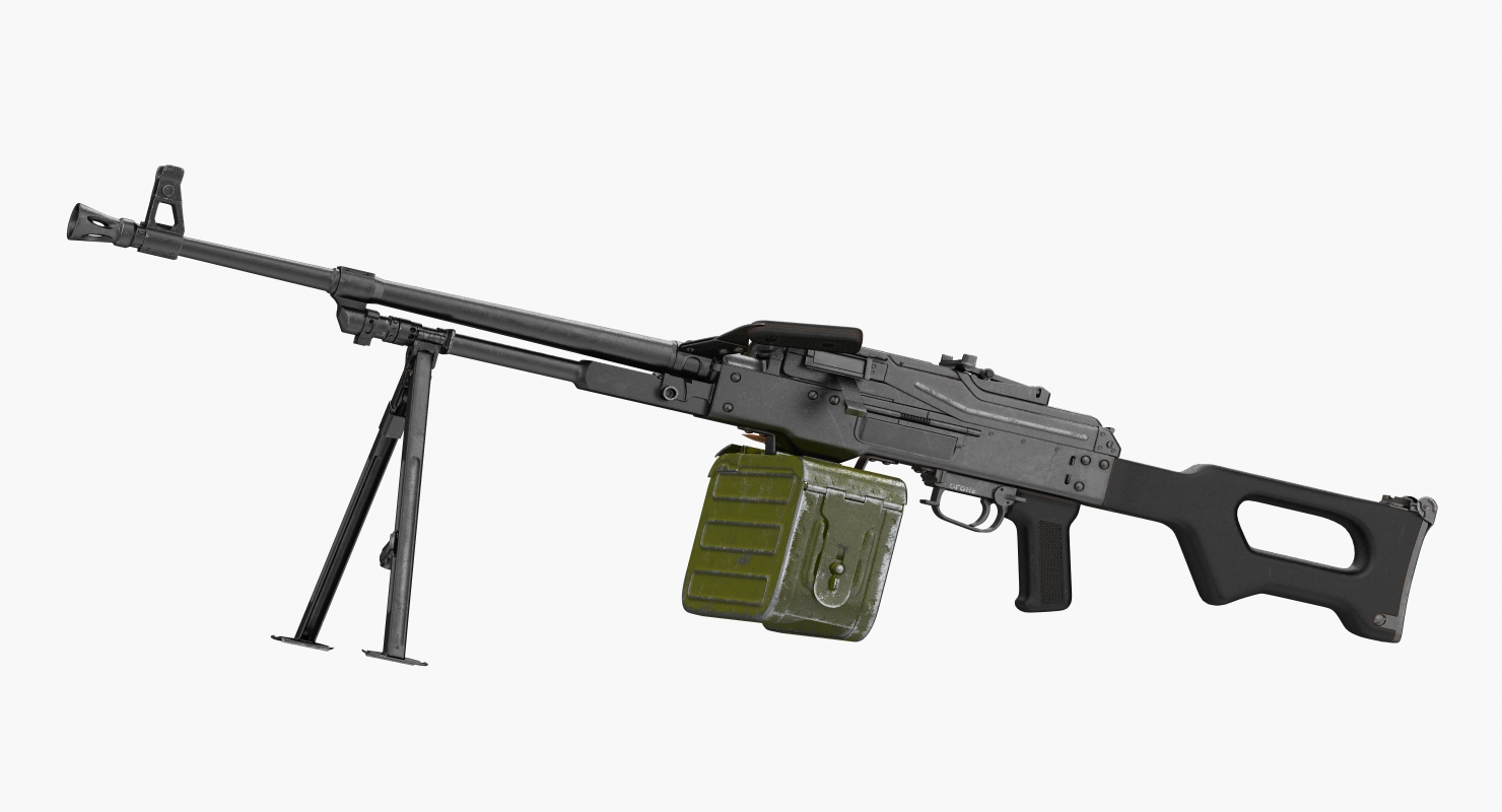 3D PKM With 100 Round Ammunition Box model