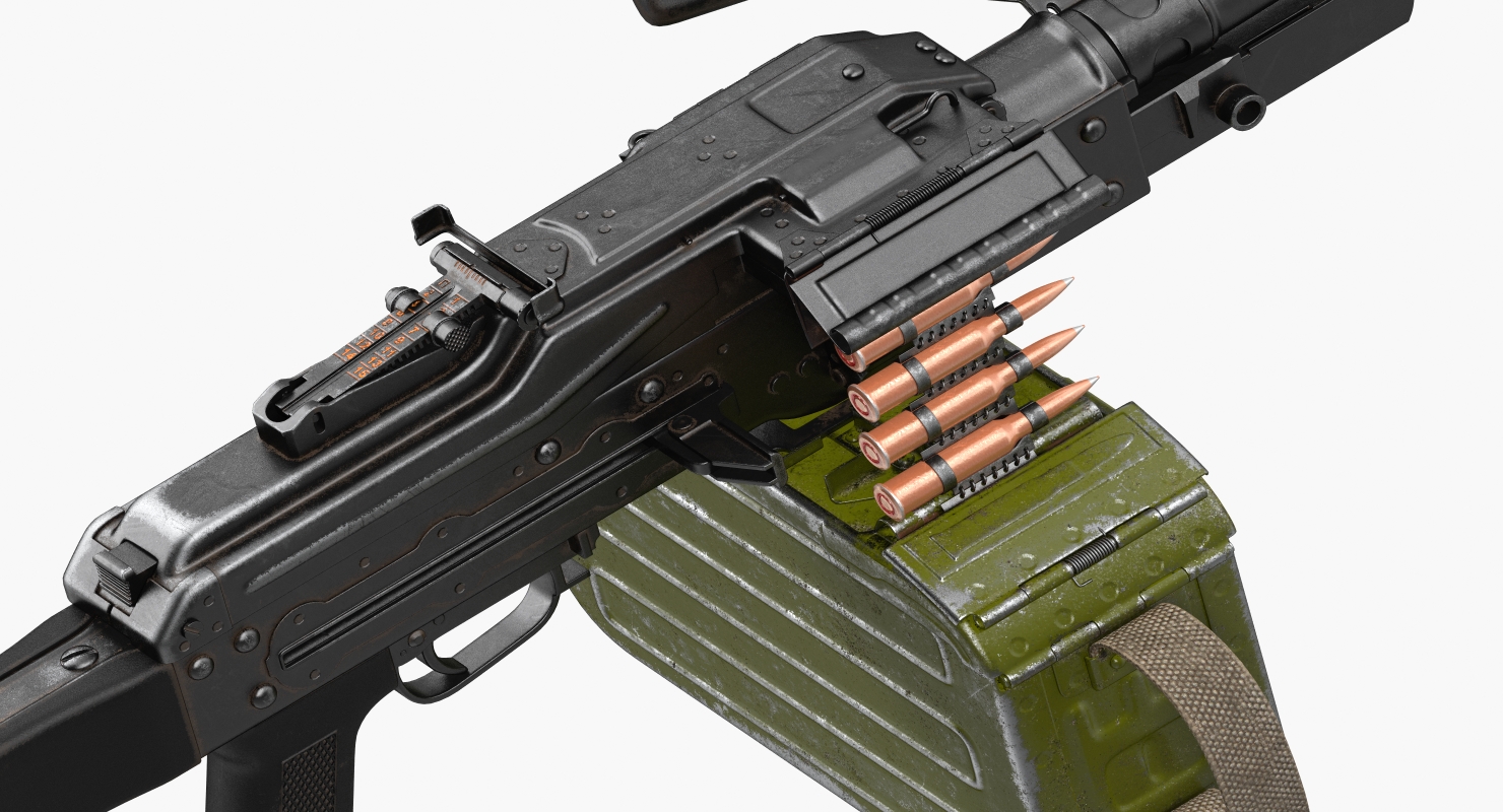 3D PKM With 100 Round Ammunition Box model