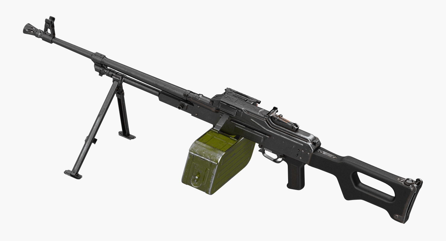 3D PKM With 100 Round Ammunition Box model