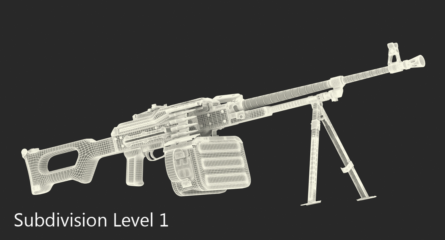 3D PKM With 100 Round Ammunition Box model