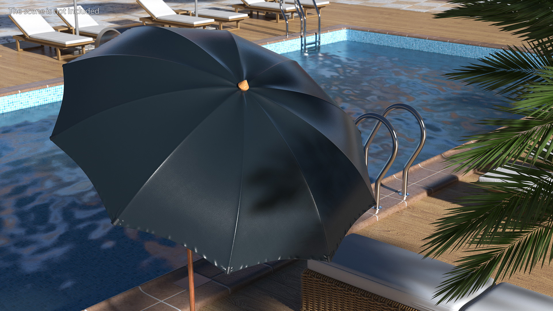 Adjustable Garden Umbrella Black 3D