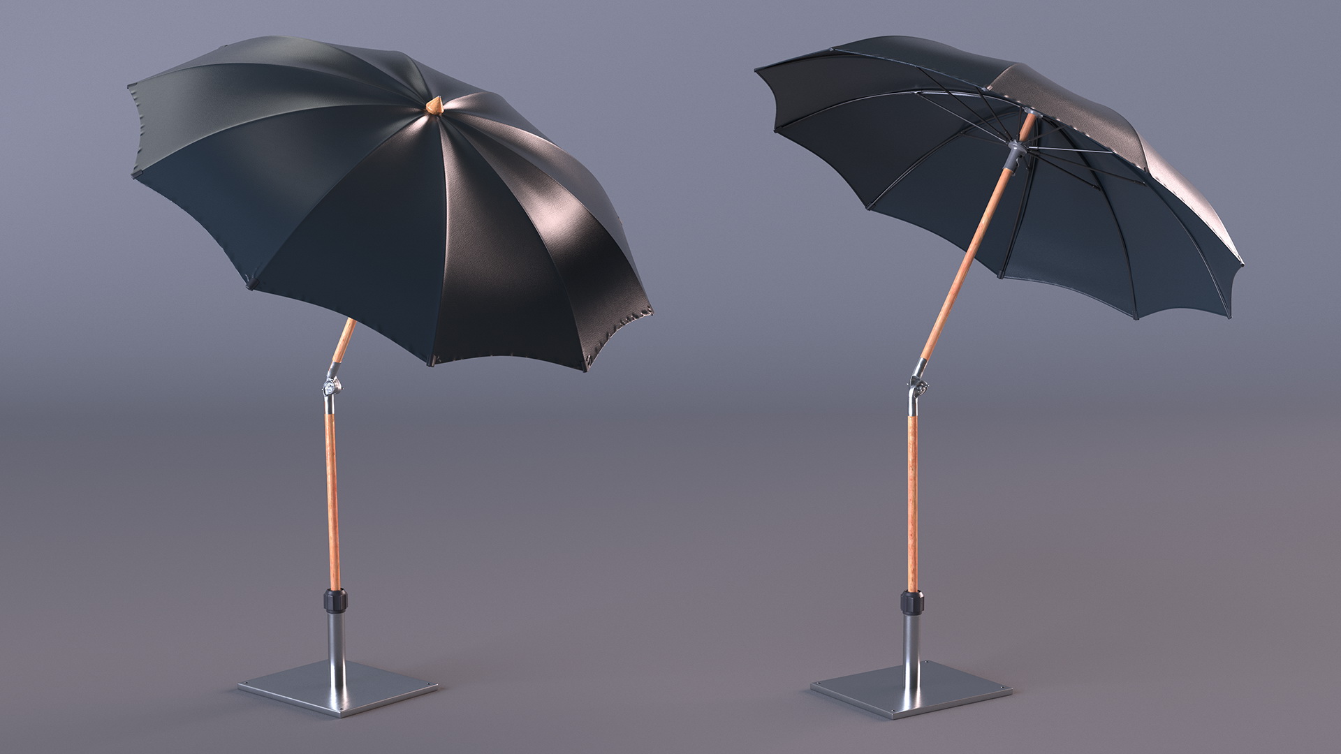 Adjustable Garden Umbrella Black 3D