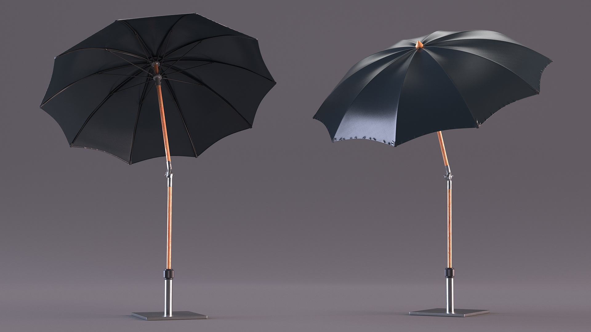 Adjustable Garden Umbrella Black 3D