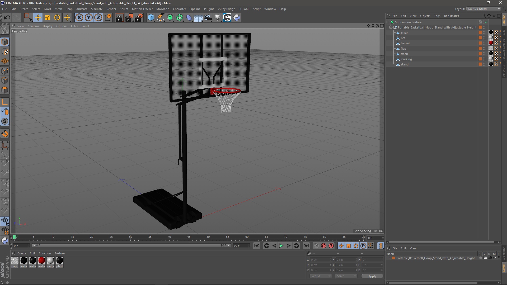 3D Portable Basketball Hoop Stand with Adjustable Height model