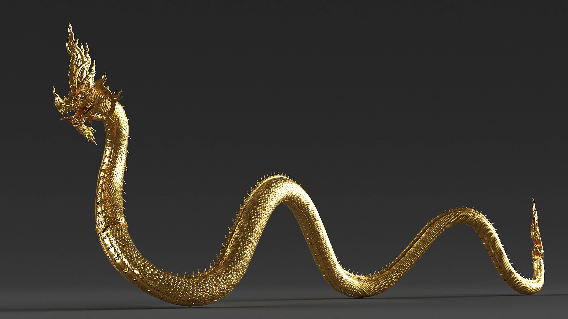 3D model Dragon Naga Gold Crawling