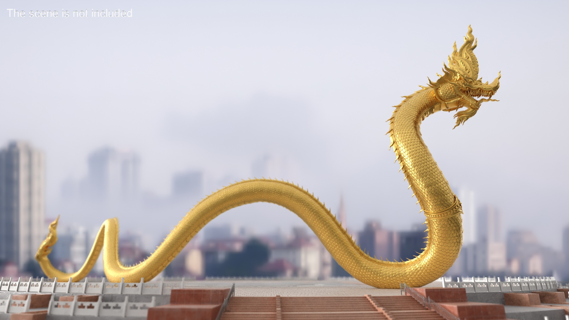 3D model Dragon Naga Gold Crawling